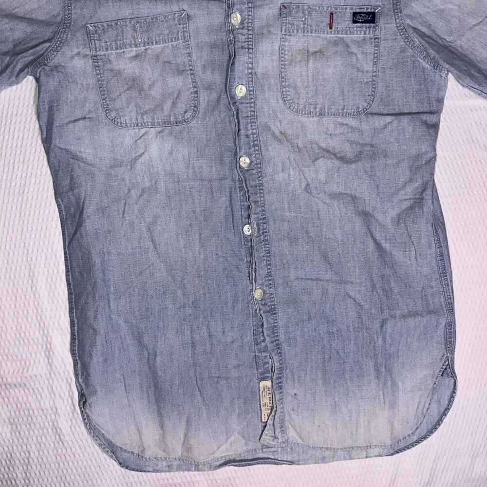Vintage 90s/Y2K Polo Ralph Lauren Workwear Denim Utility Shirt Size Small Blue